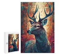 Teenagerss 1000 PCS Puzzle Autumnal Deer Portrait Puzzles for Adults Family Game Staycation Kill Time Birthday Present, Gifts, 1000 PCS