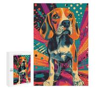 Teenagerss 1000 PCS Puzzle Beagle in Retro Style Retro Pop Art Beagle Portrait Puzzle for Adults Anti-Stress Toys Difficult Challenge Great Gift for Gaming 1000 PCS
