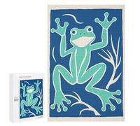 Teenagerss 1000 PCS Puzzle Blue Crazy Frog Jigsaw Puzzles for Adults Stress Reliever Educational Challenge Unique Challenge Game 1000 PCS