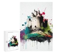 Teenagerss 1000 PCS Puzzle Castle in Colorful Ink Puzzles for Adults Family Game Staycation Kill Time Birthday Present, Gifts, 1000 PCS