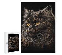 Teenagerss 1000 PCS Puzzle Cat Black Gold Jigsaw Puzzles for Adults Stress Reliever Educational Challenge Unique Challenge Game 1000 PCS