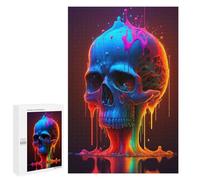 Teenagerss 1000 PCS Puzzle Colorful Melting Skull Art Puzzle for Adults Anti-Stress Toys Difficult Challenge Great Gift for Gaming 1000 PCS
