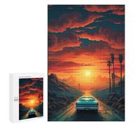 Teenagerss 1000 PCS Puzzle Desert Sunset Drive Adult Jigsaw Puzzles Precision Cutting Help The Brain Exercise Challenging Family Fun Game 1000 PCS