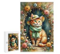 Teenagerss 1000 PCS Puzzle Floral Cat Artwork Jigsaw Puzzles for Adults Stress Reliever Educational Challenge Unique Challenge Game 1000 PCS