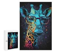 Teenagerss 1000 PCS Puzzle Giraffe Glasses Space Art Print Jigsaw Puzzles for Adults Stress Reliever Educational Challenge Unique Challenge Game 1000 PCS