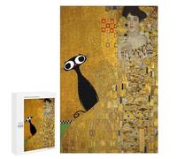 Teenagerss 1000 PCS Puzzle Gustav Klimt Black Cat Portrait Jigsaw Puzzles for Adults Stress Reliever Educational Challenge Unique Challenge Game 1000 PCS