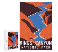 Teenagerss 1000 PCS Puzzle Kings Canyon Travel Poster Jigsaw Puzzles for Adults Stress Reliever Educational Challenge Unique Challenge Game 1000 PCS