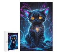 Teenagerss 1000 PCS Puzzle Neon Galaxy Kitten Adult Jigsaw Puzzles Precision Cutting Help The Brain Exercise Challenging Family Fun Game 1000 PCS