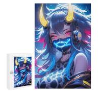Teenagerss 1000 PCS Puzzle Neon Oni Girl Adult Jigsaw Puzzles Precision Cutting Help The Brain Exercise Challenging Family Fun Game 1000 PCS