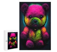 Teenagerss 1000 PCS Puzzle Neon Rainbow Teddy Bear Puzzles for Adults Family Game Staycation Kill Time Birthday Present, Gifts, 1000 PCS