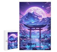 Teenagerss 1000 PCS Puzzle Sakura Moonlit Lake Adult Jigsaw Puzzles Precision Cutting Help The Brain Exercise Challenging Family Fun Game 1000 PCS