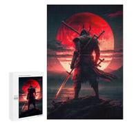 Teenagerss 1000 PCS Puzzle Samurai Sunset Fantasy Art Print Adult Jigsaw Puzzles Precision Cutting Help The Brain Exercise Challenging Family Fun Game 1000 PCS