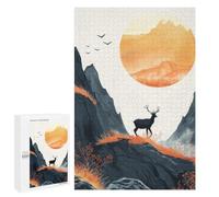 Teenagerss 1000 PCS Puzzle Silhouette Stag in Sunrise Puzzles for Adults Family Game Staycation Kill Time Birthday Present, Gifts, 1000 PCS