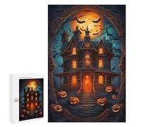 Teenagerss 1000 PCS Puzzle Spooky Halloween Haunted House Adult Jigsaw Puzzles Precision Cutting Help The Brain Exercise Challenging Family Fun Game 1000 PCS