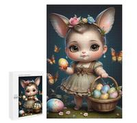 Teenagerss 1000 PCS Puzzle Spring Bunny with Eggs Basket Jigsaw Puzzles for Adults Stress Reliever Educational Challenge Unique Challenge Game 1000 PCS