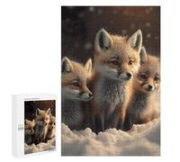 Teenagerss 1000 PCS Puzzle Winter Fox Trio Puzzles for Adults Family Game Staycation Kill Time Birthday Present, Gifts, 1000 PCS