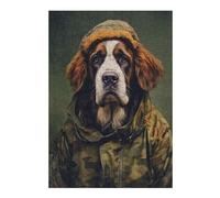 Teenagerss 1000pcs(38x26cm) S Jigsaw Puzzle Saint Bernard Camo Jacket Teenagers Puzzles Relaxing Games Presents for Women Christmas Birthday Gifts 1000pcs(38x26cm) S