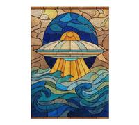 Teenagerss 1000pcs(38x26cm) S Jigsaw Puzzle Stained Glass UFO Scene Puzzles for Adults Hands-on Game Birthday Present Unique Birthday And Xmas Gifts 1000pcs(38x26cm) S