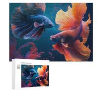 Teenagerss 300 PCS Jigsaw Puzzle Colorful Betta Fish in Aquatic Art Jigsaws for Adults Relaxing Games Improve Memory Fun Activities at Home 300 PCS