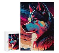 Teenagerss 300 PCS Jigsaw Puzzle Colorful Wolf Portrait Artwork -4 Teenagers Puzzles Relaxing Games Enhance Memory Unique Birthday And Xmas Gifts 300 PCS