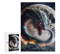 Teenagerss 300 PCS Jigsaw Puzzle Dragon Moon Rising Jigsaws for Adults Relaxing Games Improve Memory Fun Activities at Home 300 PCS