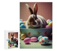 Teenagerss 300 PCS Jigsaw Puzzle Easter Bunny with Eggs Teenagers Puzzles Relaxing Games Enhance Memory Unique Birthday And Xmas Gifts 300 PCS