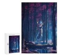 Teenagerss 300 PCS Jigsaw Puzzle Enchanted Forest with Glowing Deer Teenagers Puzzles Relaxing Games Enhance Memory Unique Birthday And Xmas Gifts 300 PCS