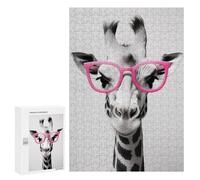 Teenagerss 300 PCS Jigsaw Puzzle Giraffe Pink Glasses Puzzle for Adults Family Games Staycation Kill Time Unique Birthday And Xmas Gifts 300 PCS