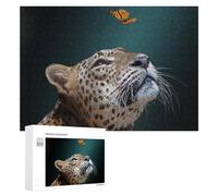 Teenagerss 300 PCS Jigsaw Puzzle Leopard Butterfly Encounter Jigsaws for Adults Family Games Birthday Present Fun at Home Activities, 300 PCS