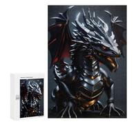 Teenagerss 300 PCS Jigsaw Puzzle Metallic Silver Dragon Puzzle for Adults Family Games Staycation Kill Time Unique Birthday And Xmas Gifts 300 PCS
