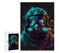 Teenagerss 300 PCS Jigsaw Puzzle Neon Gas Mask Artwork Teenagers Puzzles Relaxing Games Enhance Memory Unique Birthday And Xmas Gifts 300 PCS
