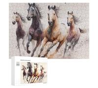 Teenagerss 300 PCS Jigsaw Puzzle Painted Horses in Motion Jigsaws for Adults Relaxing Games Improve Memory Fun Activities at Home 300 PCS
