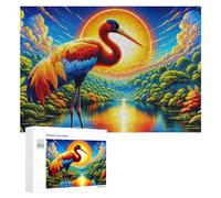 Teenagerss 300 PCS Jigsaw Puzzle Rainbow Crane Sunset Jigsaws for Adults Relaxing Games Improve Memory Fun Activities at Home 300 PCS