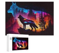 Teenagerss 300 PCS Jigsaw Puzzle Wolf Silhouette with Forest Background Jigsaws for Adults Family Games Birthday Present Fun at Home Activities, 300 PCS