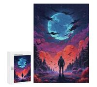 Teenagerss 300 PCS Puzzle Black Forest at Night Adult Jigsaw Puzzles Precision Cutting Help The Brain Exercise Challenging Family Fun Game 300 PCS