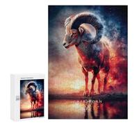 Teenagerss 300 PCS Puzzle Capricorn Zodiac Sign Ram Illustration Adult Jigsaw Puzzles Precision Cutting Help The Brain Exercise Challenging Family Fun Game 300 PCS