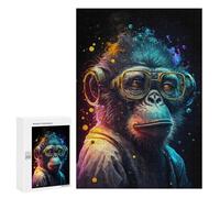 Teenagerss 300 PCS Puzzle Charming Chimpanzee with Glasses-1 Adult Jigsaw Puzzles Precision Cutting Help The Brain Exercise Challenging Family Fun Game 300 PCS