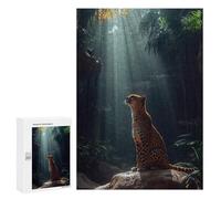 Teenagerss 300 PCS Puzzle Cheetah in Jungle Sunlight Adult Jigsaw Puzzles Precision Cutting Help The Brain Exercise Challenging Family Fun Game 300 PCS