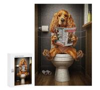 Teenagerss 300 PCS Puzzle Cocker Spaniel on Toilet Puzzle for Adults Anti-Stress Toys Difficult Challenge Great Gift for Gaming 300 PCS