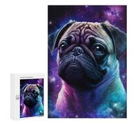 Teenagerss 300 PCS Puzzle Cosmic Pug Portrait-15 Jigsaw Puzzles for Adults Stress Reliever Educational Challenge Unique Challenge Game 300 PCS