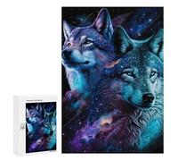 Teenagerss 300 PCS Puzzle Cosmic Wolf Pair Art Print Jigsaw Puzzles for Adults Stress Reliever Educational Challenge Unique Challenge Game 300 PCS