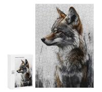 Teenagerss 300 PCS Puzzle Coyote Portrait with Abstract Background Adult Jigsaw Puzzles Precision Cutting Help The Brain Exercise Challenging Family Fun Game 300 PCS
