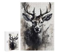Teenagerss 300 PCS Puzzle Deer Beauty Black Ink Puzzle for Adults Anti-Stress Toys Difficult Challenge Great Gift for Gaming 300 PCS