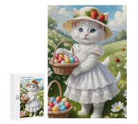Teenagerss 300 PCS Puzzle Easter Cat Basket Eggs Jigsaw Puzzles for Adults Stress Reliever Educational Challenge Unique Challenge Game 300 PCS