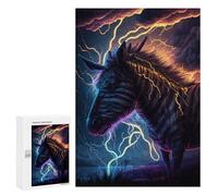 Teenagerss 300 PCS Puzzle Electric Zebra Storm Artwork Adult Jigsaw Puzzles Precision Cutting Help The Brain Exercise Challenging Family Fun Game 300 PCS