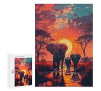 Teenagerss 300 PCS Puzzle Elephants Savanna Nature Jigsaw Puzzles for Adults Stress Reliever Educational Challenge Unique Challenge Game 300 PCS