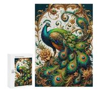 Teenagerss 300 PCS Puzzle Gilded Peacock Artwork Jigsaw Puzzles for Adults Stress Reliever Educational Challenge Unique Challenge Game 300 PCS