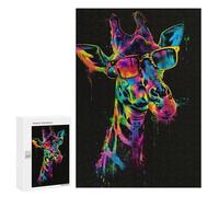 Teenagerss 300 PCS Puzzle Giraffe Sunglasses Art Print-3 Adult Jigsaw Puzzles Precision Cutting Help The Brain Exercise Challenging Family Fun Game 300 PCS