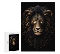 Teenagerss 300 PCS Puzzle Gold Dark Lion Puzzle for Adults Anti-Stress Toys Difficult Challenge Great Gift for Gaming 300 PCS