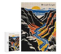 Teenagerss 300 PCS Puzzle Grand Canyon Landscape Illustration Jigsaw Puzzles for Adults Stress Reliever Educational Challenge Unique Challenge Game 300 PCS